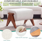 Linen Padded footstools Mid Century Modern Ottoman - Image 3