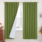 Sage Green 100% Blackout Linen Curtains 80 Inch by LAMIT