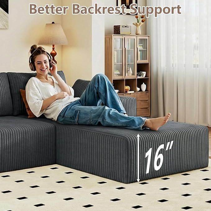 95" Cloud Sectional Couch U-Shaped Chaise - Image 5