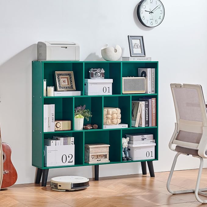 LEYAOYAO 10 Cube Bookshelf, 3 Tier Modern Wide Bookcase - Image 3