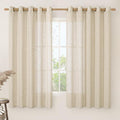 Linen Curtains 63 inch Length for Living Room, Flax Textured Light Filtering by LAMIT