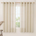 Linen Curtains 63 inch Length for Living Room, Flax Textured Light Filtering by LAMIT