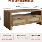 Garvee Boho Coffee Table with Storage, 2 Tiers Wooden Center Coffee Table - Image 2