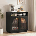 Sideboard Buffet Cabinet with Storage, 31.5" Coffee Bar Cabinet with LED Lights by SOLACEFURNITURE