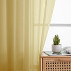 Simplebrand Yellow Sheer Curtains 63 Inch Length 2 Panels, Rod Pocket Solid - Image 5