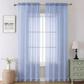 Denim Blue Sheer Curtains 90 Inches Long 2 Panels, Voile Rod Pocket Light by Lecloud