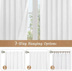 White 100% Blackout Linen Curtains 84 Inches Long - Image 8