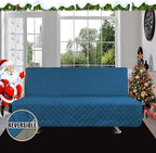 Easy-Going Reversible Couch Cover, Large Futon Sofa, Peacockblue/Beige | - Image 2