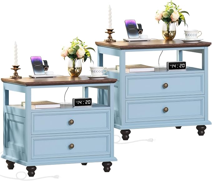 Joaxswe Farmhouse Nightstand Set of 2 by Joaxswe