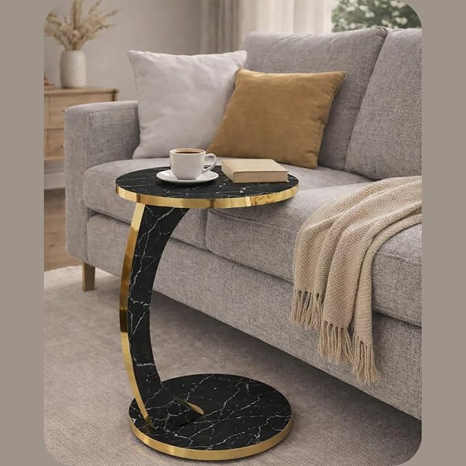Luxury C Shaped Golden Effect Side Table - Image 6