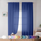 Simplebrand Royal Blue Sheer Curtains 72 Inches Long 2 Panels by Simplebrand