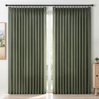 Topfinel Olive Green Pinch Pleated Linen Curtains 84 Inch Length 2 Panels by Topfinel