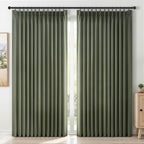 Topfinel 96 Inches Long Pinch Pleated Semi Sheer Curtains, Olive Green Linen by Topfinel