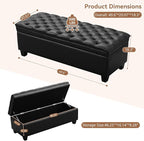 WUTUTUEE 50" Faux Leather Storage Ottoman Bench, End of Bed Upholstered - Image 2