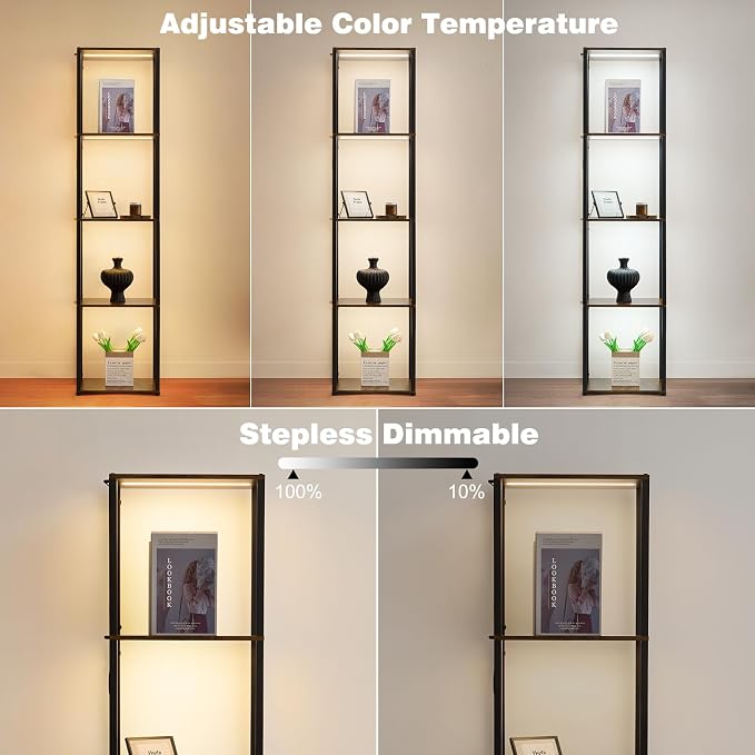 Corner Shelf with Lights, 5-Tier Display Shelf Curio Cabinet, 3 Color Dimmable - Image 4