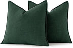 MIULEE Decorative Linen Euro Sham Pillow Covers 24x24 Dark Green | Boho - Image 6