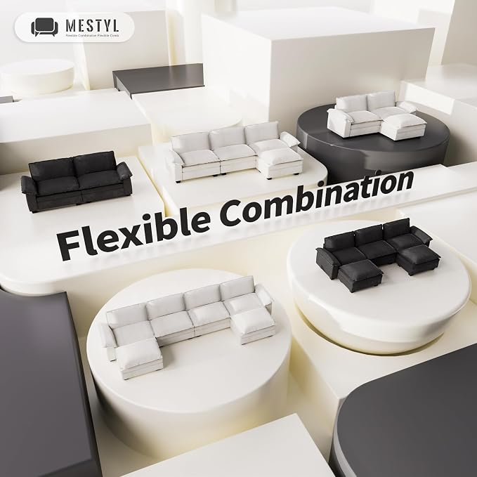 mestyl 36.6 in Modular Sectional Sofa Couch Comfy Ottoman - Image 4