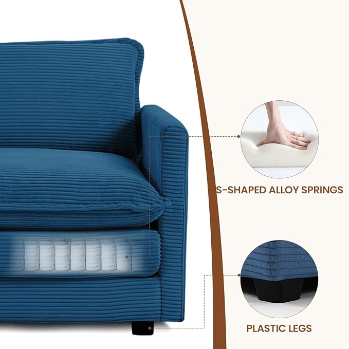 ROWHY Single Armchair with Ottoman, Modern Corduroy Cloud Couch with - Image 4