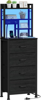 Furnulem Tall Nightstand, LED Night Stand by Furnulem