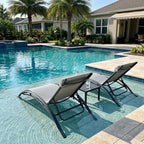 PURPLE LEAF Patio Chaise Lounge Set of 3 Outdoor Lounge Chair Beach Pool by PURPLELEAF