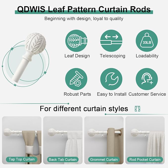 QDWIS Antique White Curtain Rods - Image 6