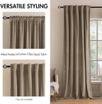 MIULEE Velvet Curtains 52x96 inches 2 Panels Light Taupe Blackout Curtains | - Image 2
