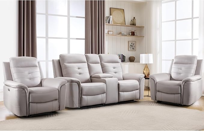 ANJ 3-Piece Faux Leather Power Recliner Sofa Set by ANJ