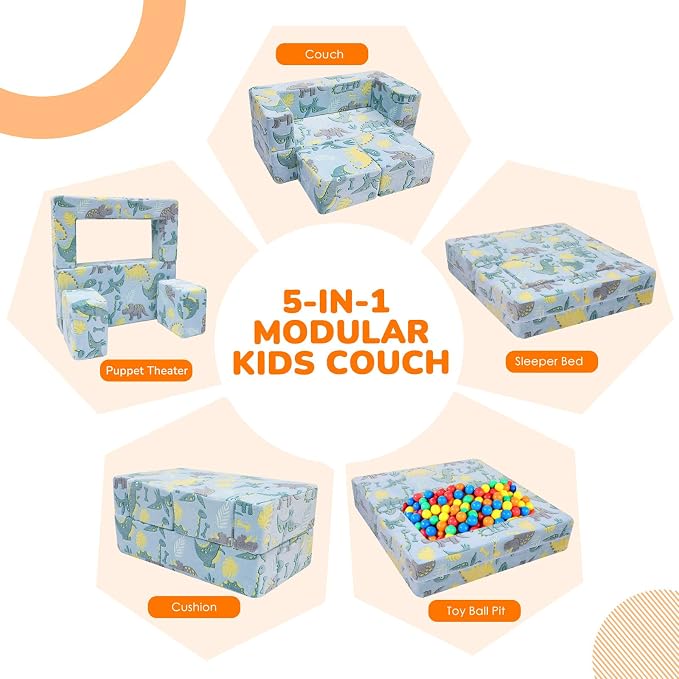 MeMoreCool Glow-in-the-Dark Dinosaur Kids Loveseat - Image 4