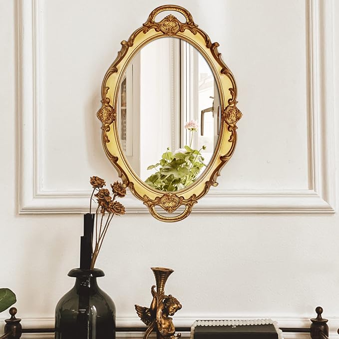 Eaoundm 14.5 x 10 inchs Oval Antique Decorative Wall Mirror Vintage Hanging - Image 2