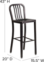 Flash Furniture Gael Commercial Grade 2 Pack 30" High Black-Antique Gold Metal - Image 3