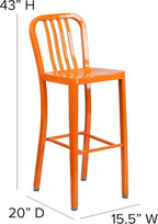Flash Furniture Commercial Grade 30" High Orange Metal Indoor-Outdoor Barstool - Image 3