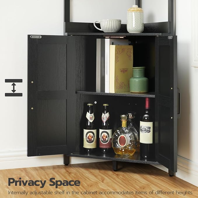 HOOBRO Corner Shelf with Storage, Tall Corner Storage Cabinet, 5-Tier Corner - Image 4