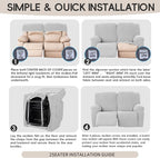 Recliner Loveseat Covers, 4-Piece Stretch Geometric Strokes Jacquard Reclining - Image 8