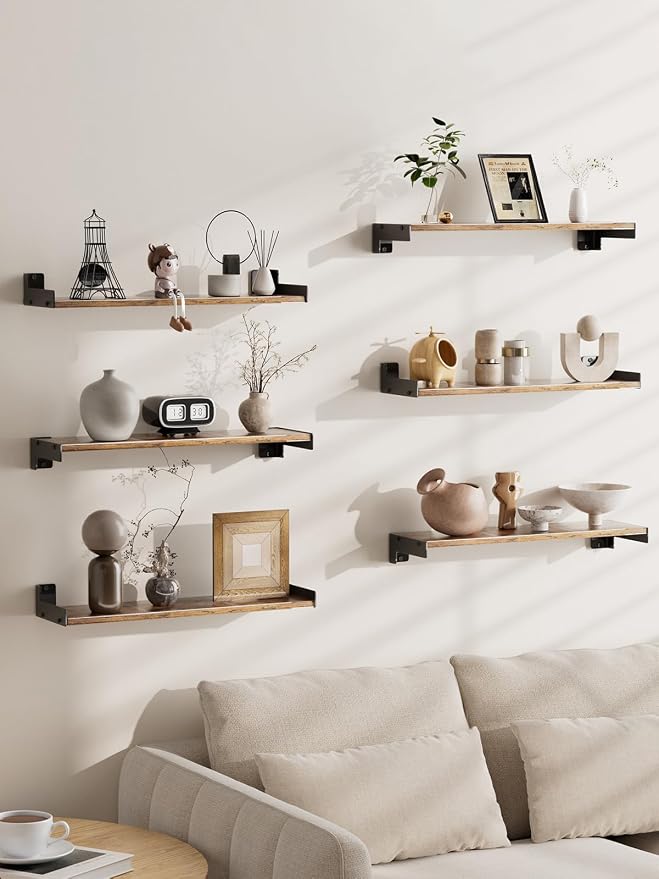 Floating Shelves for Wall, Shelves for Decor Storage Set of 6, Wall Mounted - Image 5
