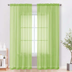 Sheer Curtains 84 Inches Long 2 Panels Set, Light Filtering Transparent by OVZME