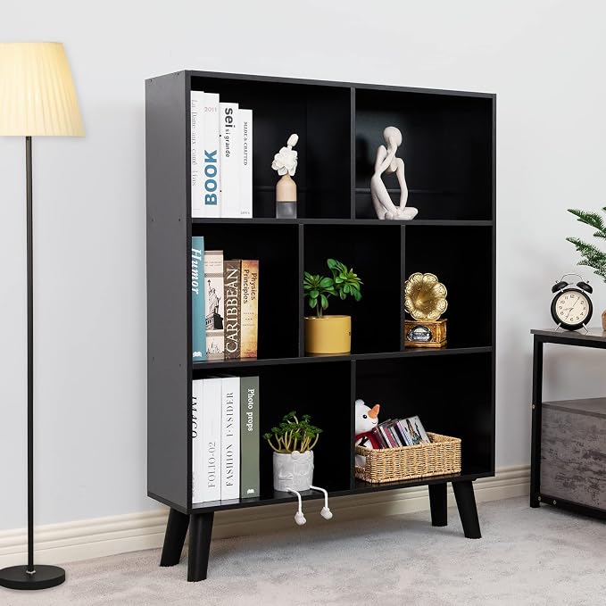 YAHARBO Black Bookshelf, 3 Tier Modern Bookcase - Image 8