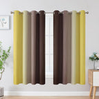 Brown and Yellow Blackout Curtains 52Wx63L Inch 2 Panels | Thermal Insulated - Image 2