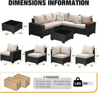 JOYURE 6 Pieces Patio Furniture Set All-Weather Outdoor Wicker Sectional - Image 3