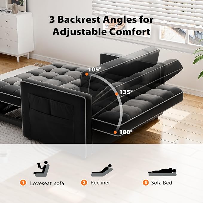 Pipishell 3 in 1 Convertible Sleeper Sofa Bed, Pull Out Couch - Image 4
