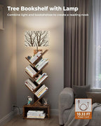 Evermagin Tree Bookshelf with Light, 6 Tier Small Bookcase, Narrow Floor - Image 3