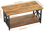 GreenForest Coffee Table with Round Corner, Farmhouse Center Table with 2-Tier - Image 3