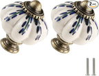 Ivory Pumpkin Knobs 2 Pack Ceramic Cabinet Knobs Vintage Drawer Pulls by Zernmiarder