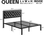 Fluest Queen Bed Frame with Headboard PU Leather Upholstered Bed Frame Platform - Image 2