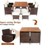 Tangkula 9 Pieces Patio Acacia Wood Table and Chairs Set - Image 5