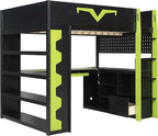 Full Size Gaming Loft Bed with Integrated Desk & RGB LED Lights, Pro-Gamer Bunk - Image 9