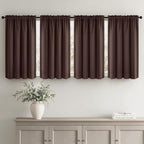 MIULEE 4-Panel 36 Inch Blackout Kitchen Tier Curtains Over Sink Dark Brown | - Image 2