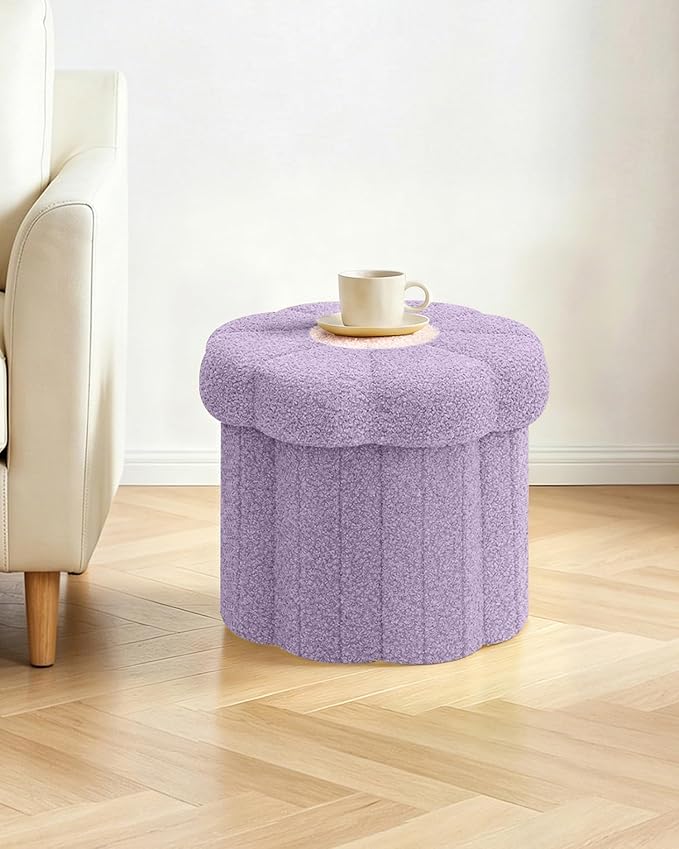 B FSOBEIIALEO Storage Ottoman Foldable, Sunflower Shaped Small Footrest - Image 6