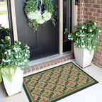 Front Door Mat Outside Entrance, 2x3 Green Brown Floral Trellis Rug | Non-Slip - Image 4