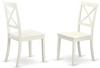 East West Furniture DLBO3-WHI-W 3 Piece Dining Room Table Set Contains a Round - Image 6