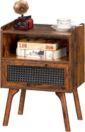 Lerliuo Rattan Nightstand, Boho Side Table by Lerliuo